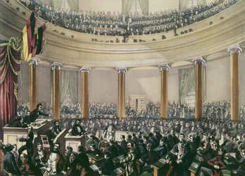 La Asamblea Nacional en la iglesia de San Pablo de Fráncfort, convocada en mayo de 1848